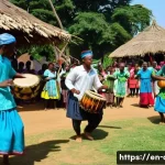 중앙아프리카 공화국 전통 춤 - **Prompt for a Harvest Celebration Dance:**
    "A vibrant and energetic harvest celebration dance i...